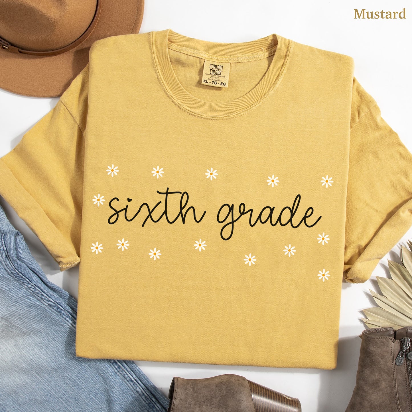 Daisies Sixth Grade Teacher Shirt