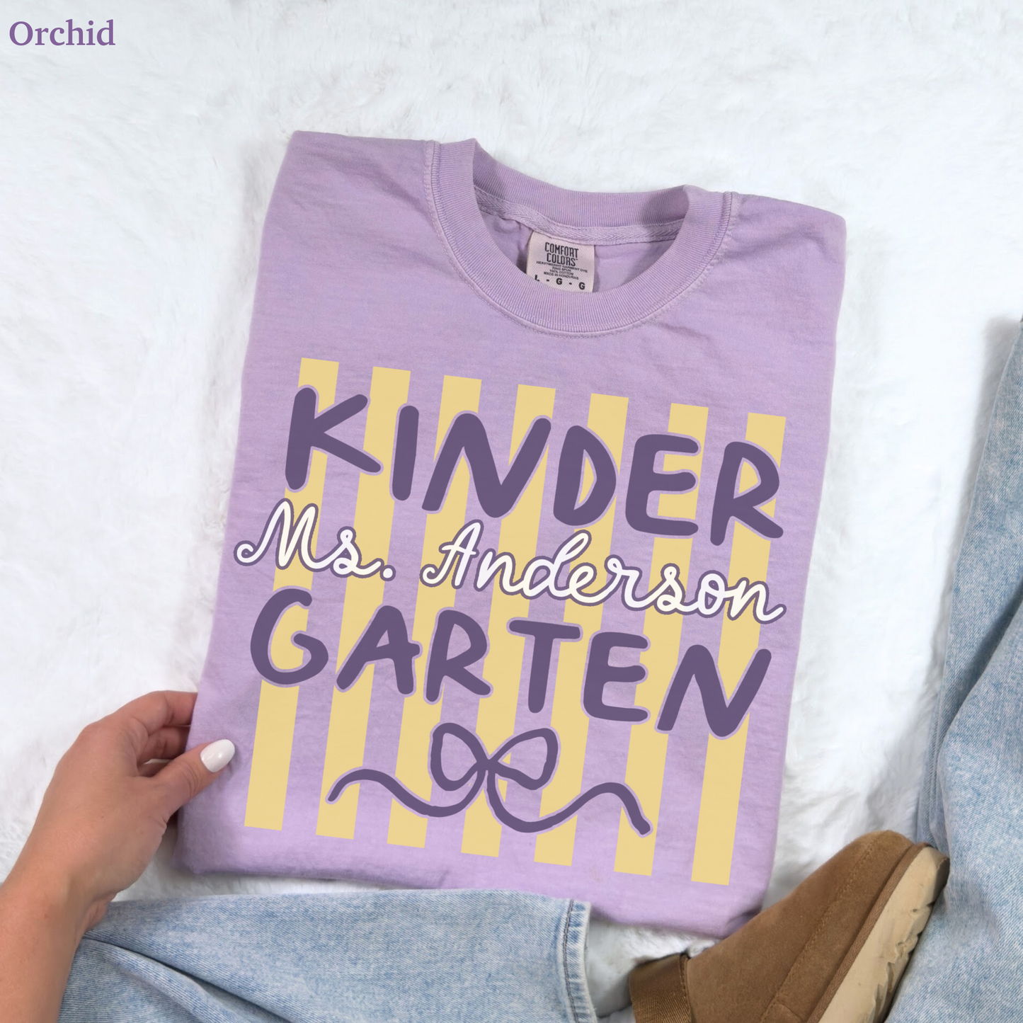 Custom Stripes Kindergarten Teacher Shirt