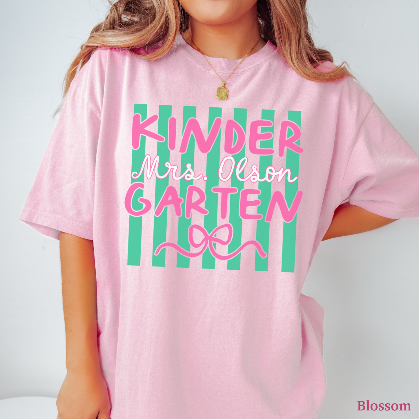 Custom Stripes Kindergarten Teacher Shirt