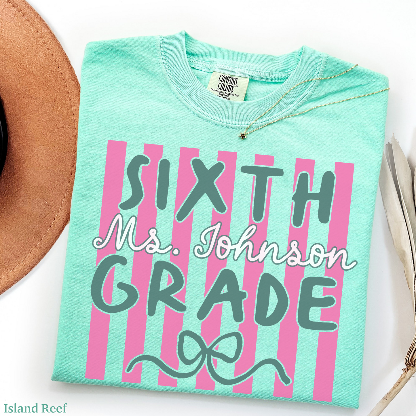 Custom Stripes Sixth Grade Teacher Shirt