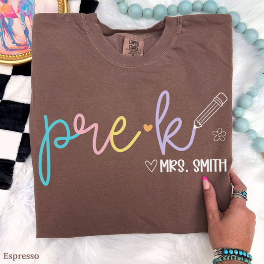 Pastel Pop Custom Pre K Teacher Shirt