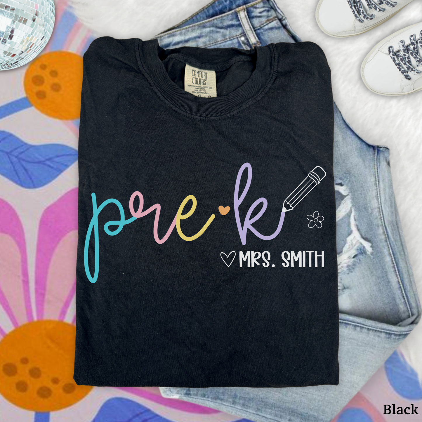 Pastel Pop Custom Pre K Teacher Shirt
