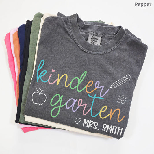 Pastel Pop Custom Kindergarten Teacher Shirt