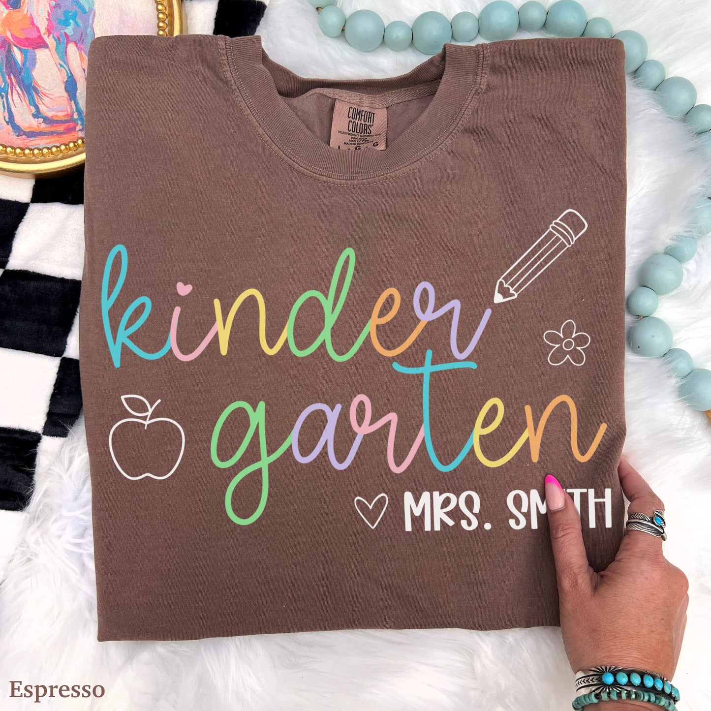 Pastel Pop Custom Kindergarten Teacher Shirt