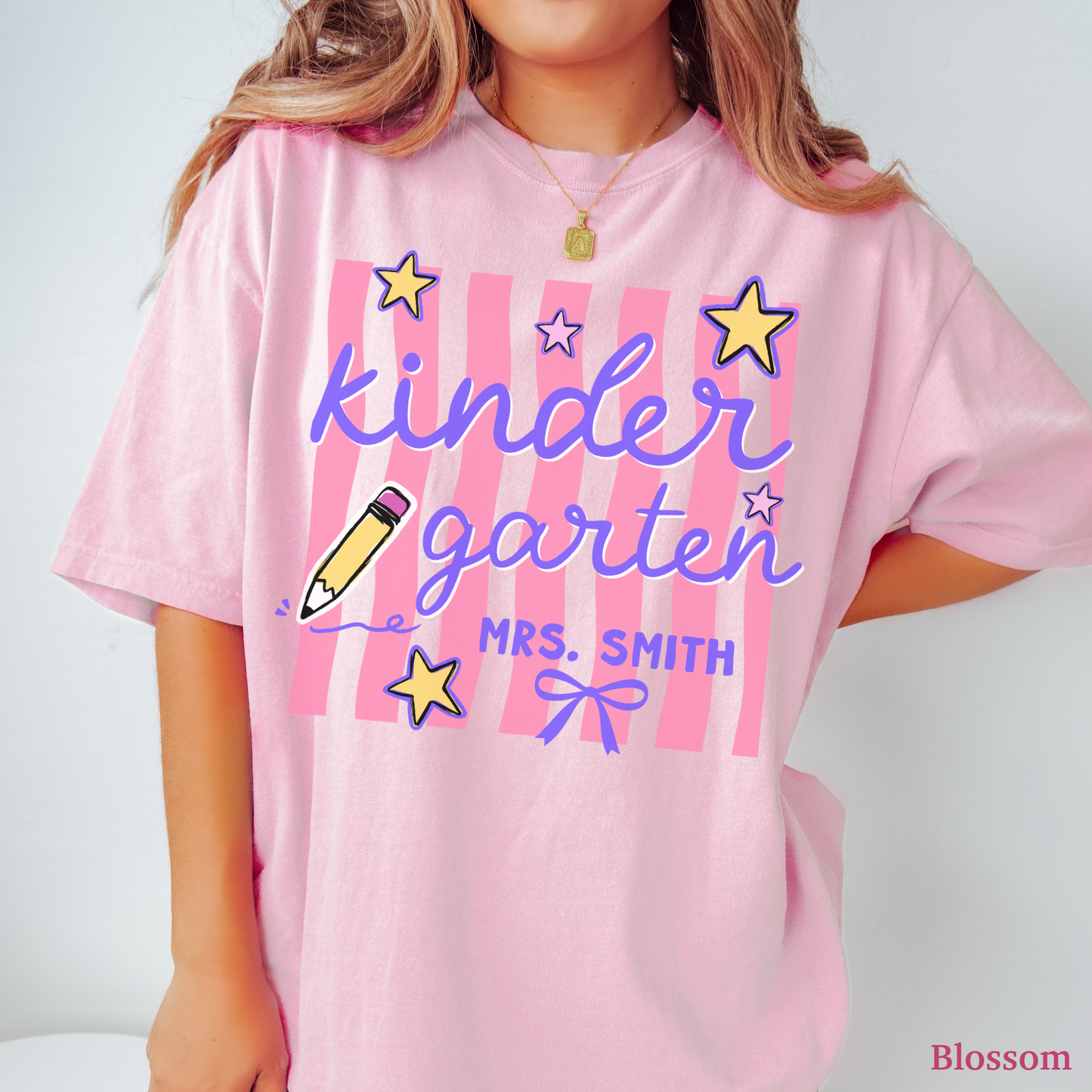Wavy Stripes Custom Kindergarten Teacher Shirt