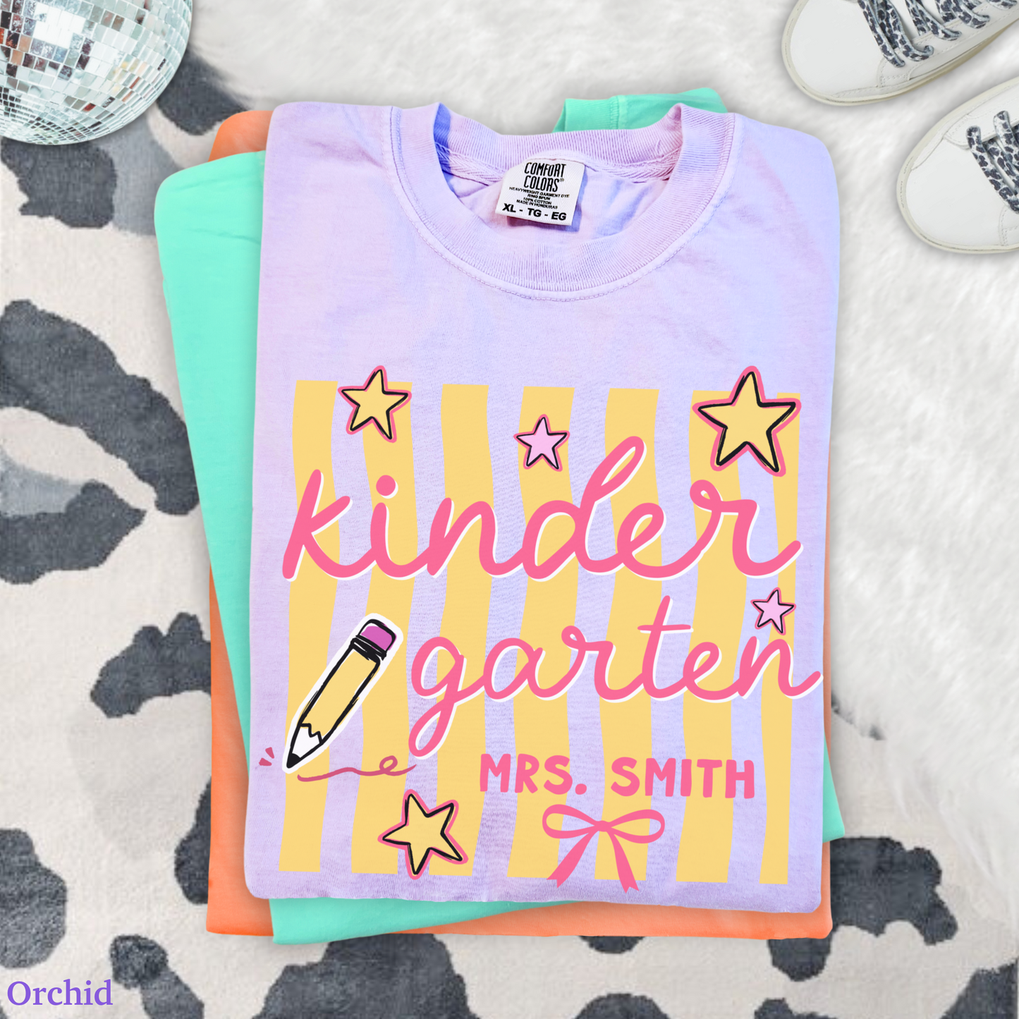 Wavy Stripes Custom Kindergarten Teacher Shirt