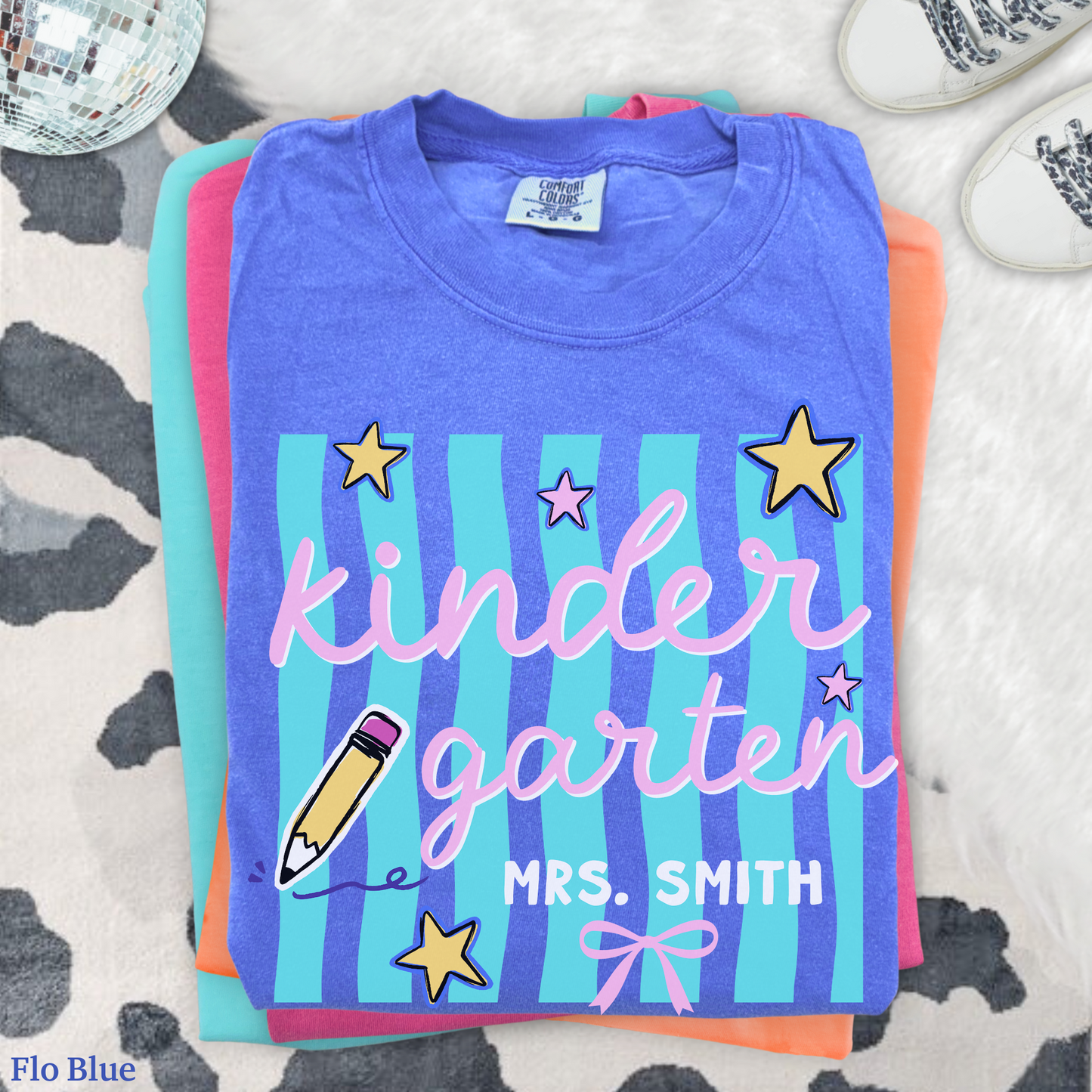 Wavy Stripes Custom Kindergarten Teacher Shirt