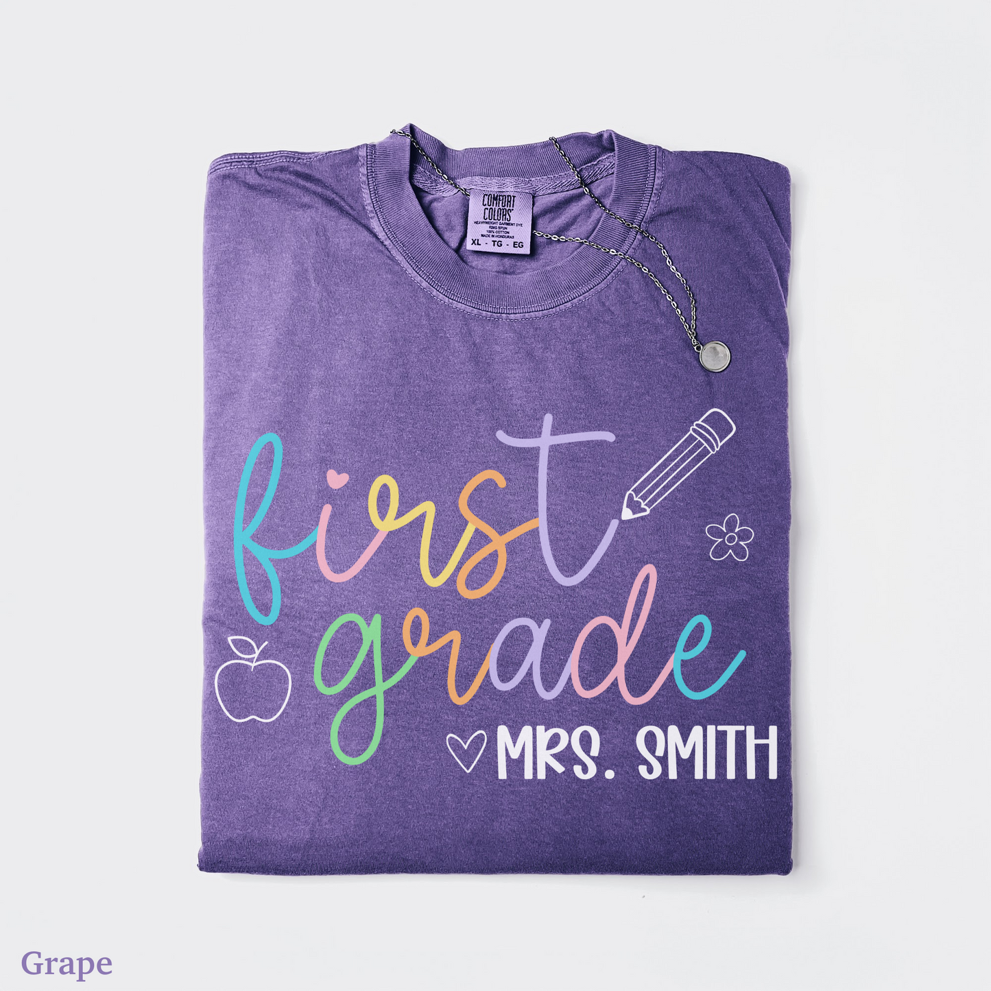 Pastel Pop Custom First Grade Teacher Shirt