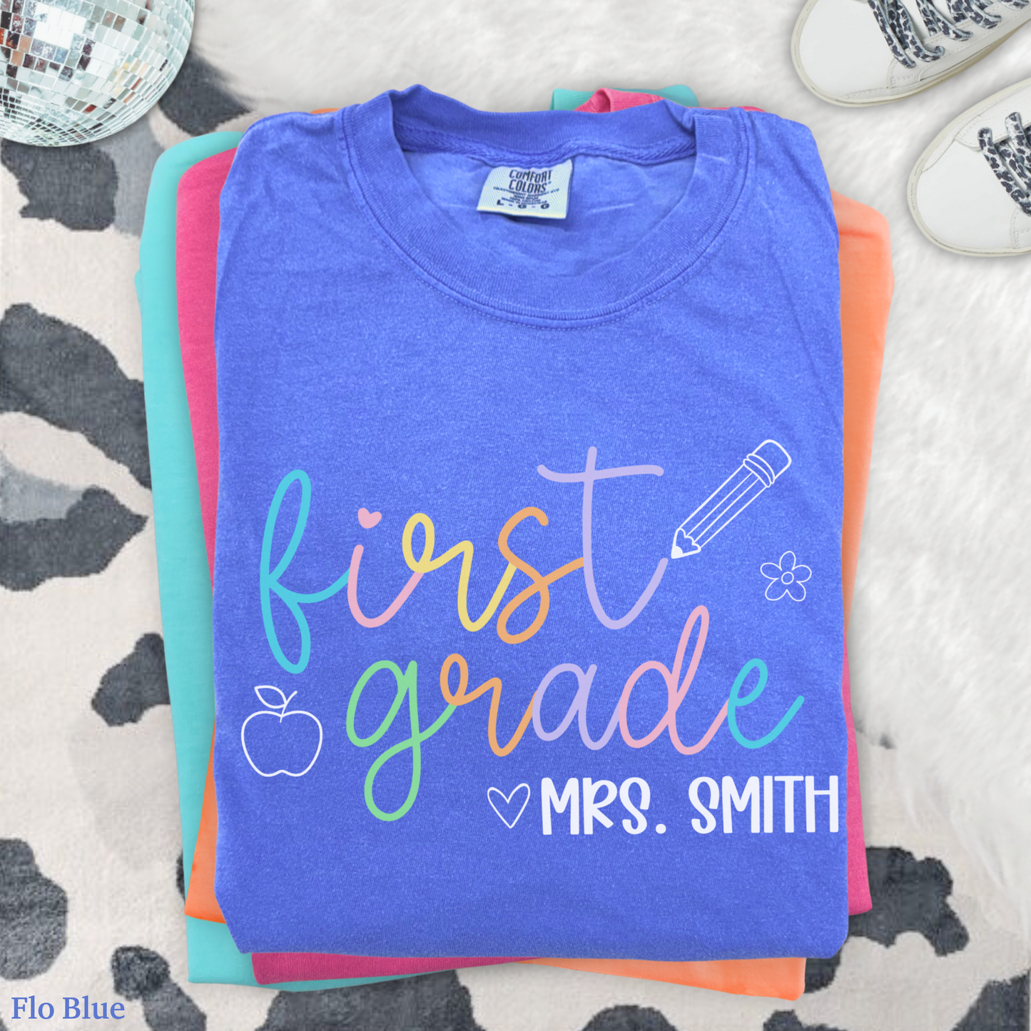 Pastel Pop Custom First Grade Teacher Shirt