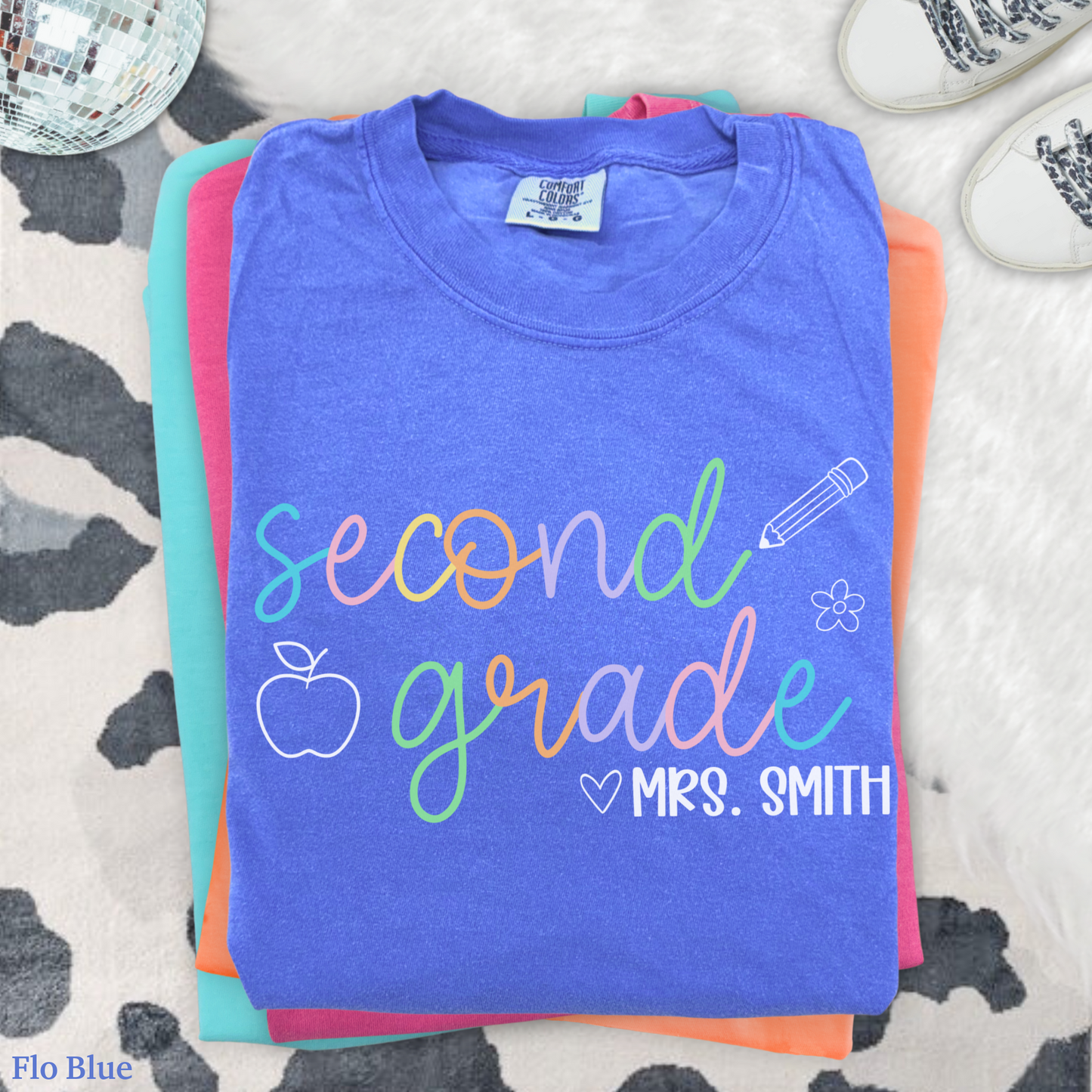 Pastel Pop Custom Second Grade Teacher Shirt