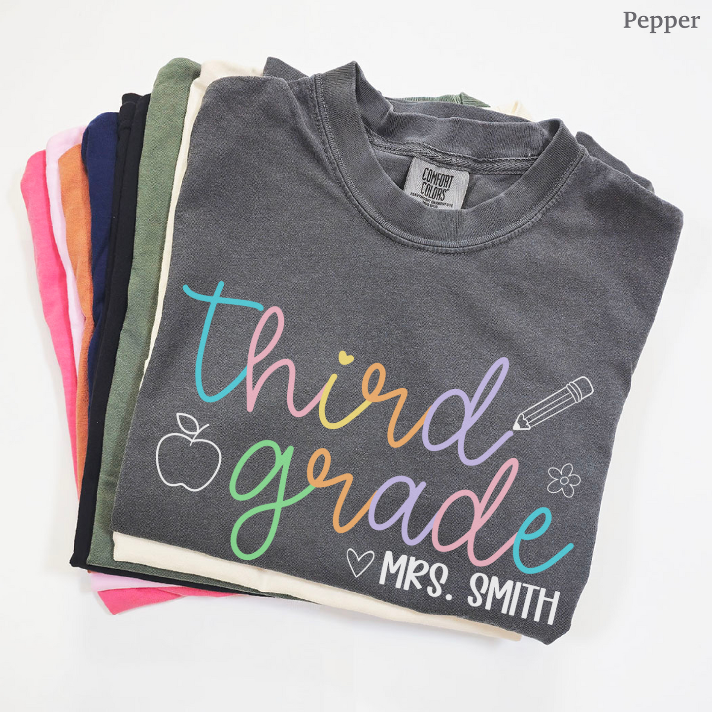 Pastel Pop Custom Third Grade Teacher Shirt