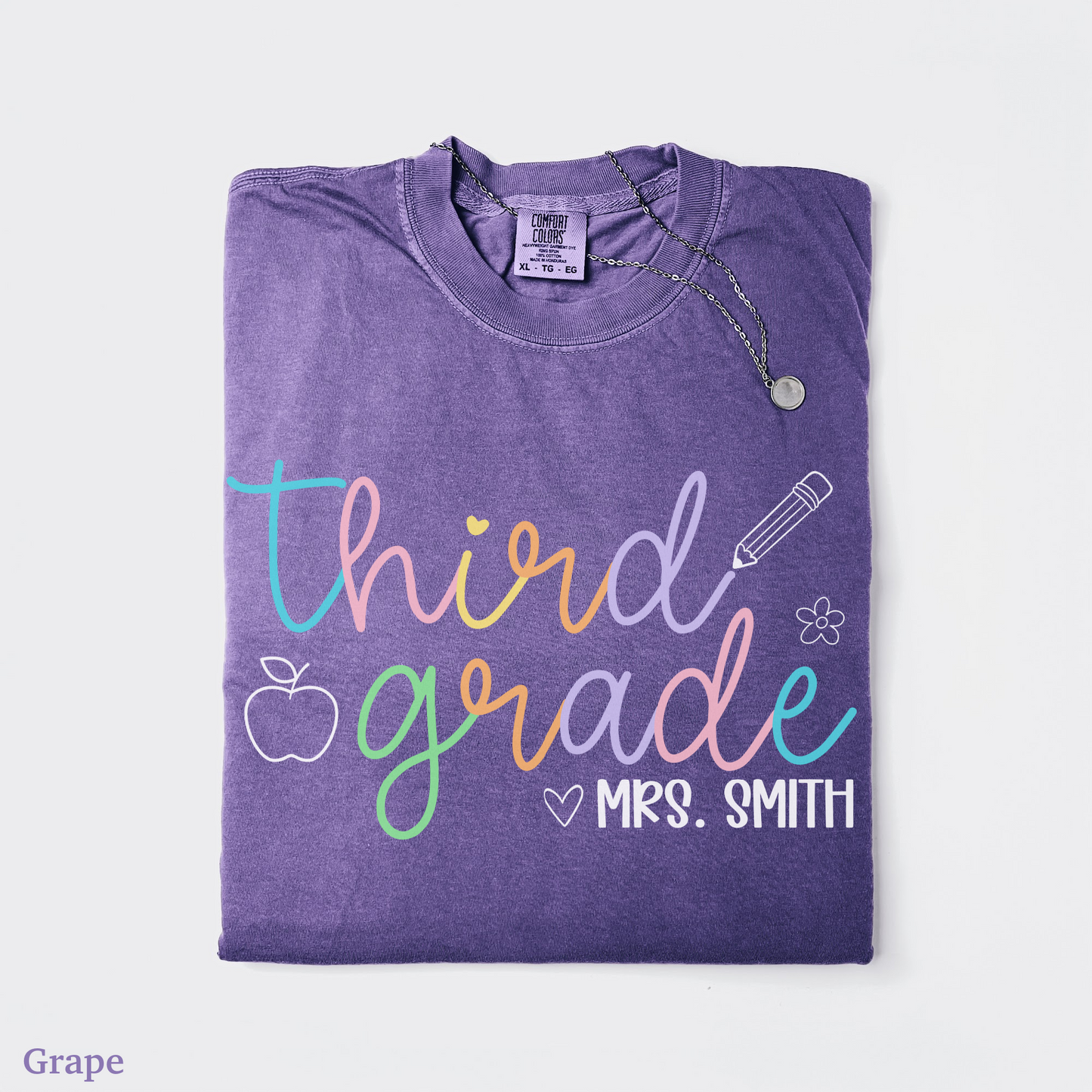 Pastel Pop Custom Third Grade Teacher Shirt