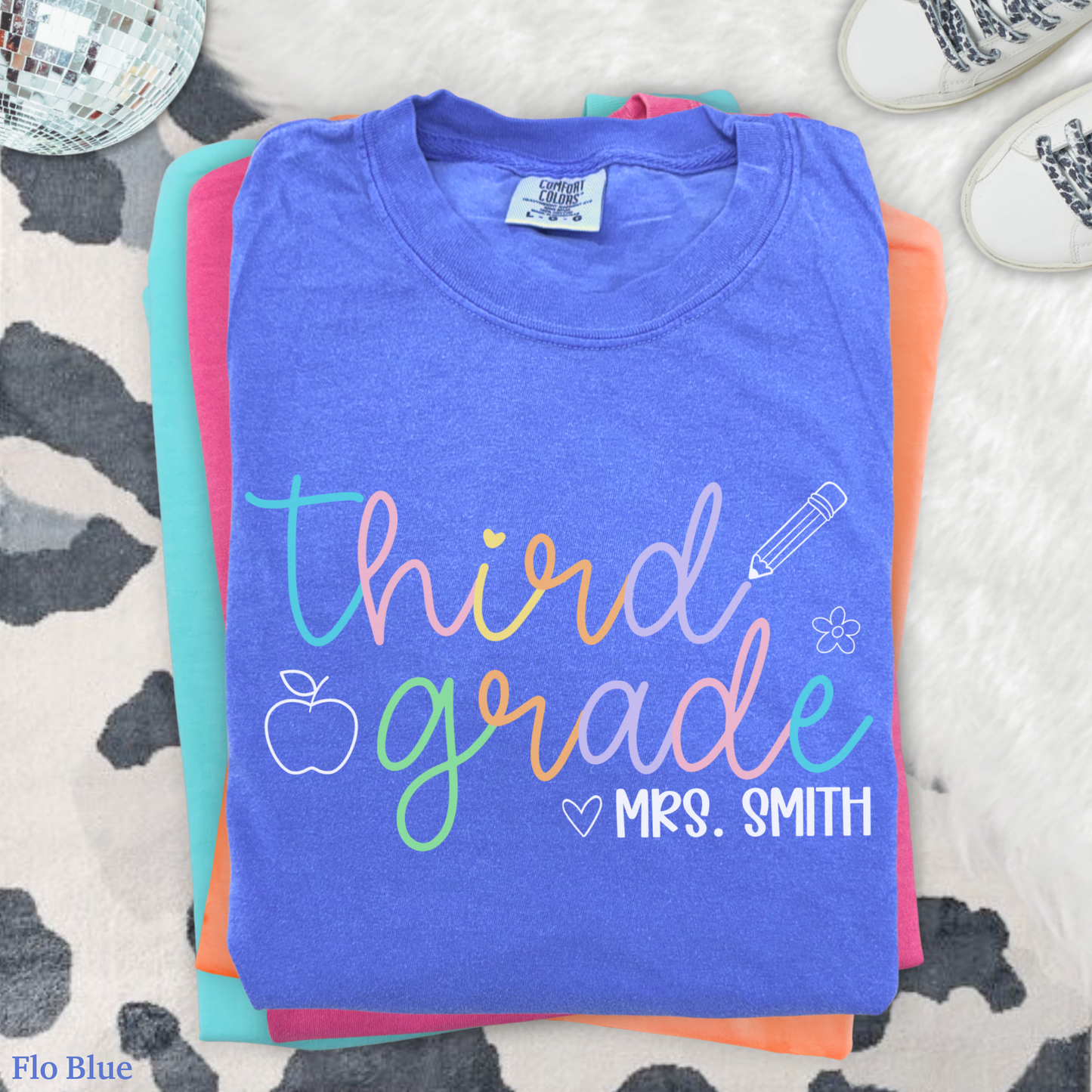 Pastel Pop Custom Third Grade Teacher Shirt