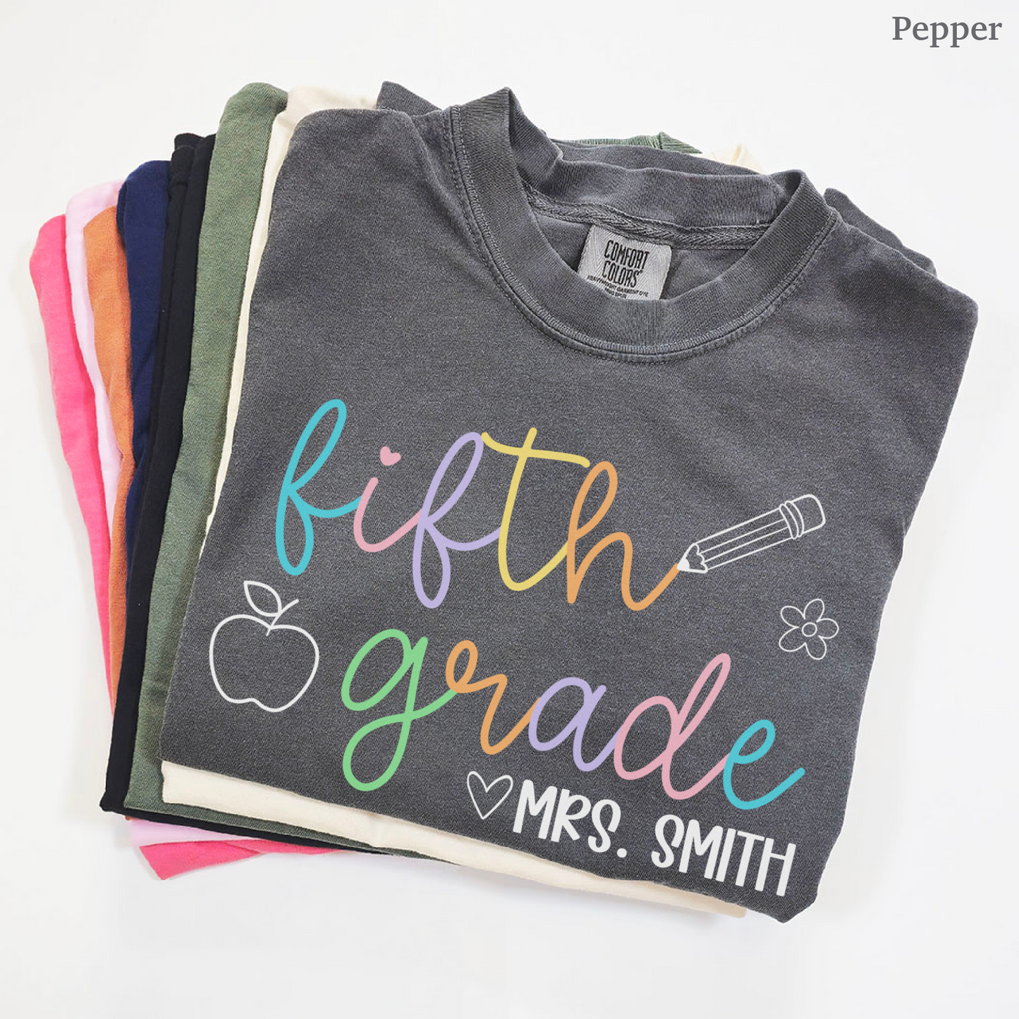 Pastel Pop Custom Fifth Grade Teacher Shirt