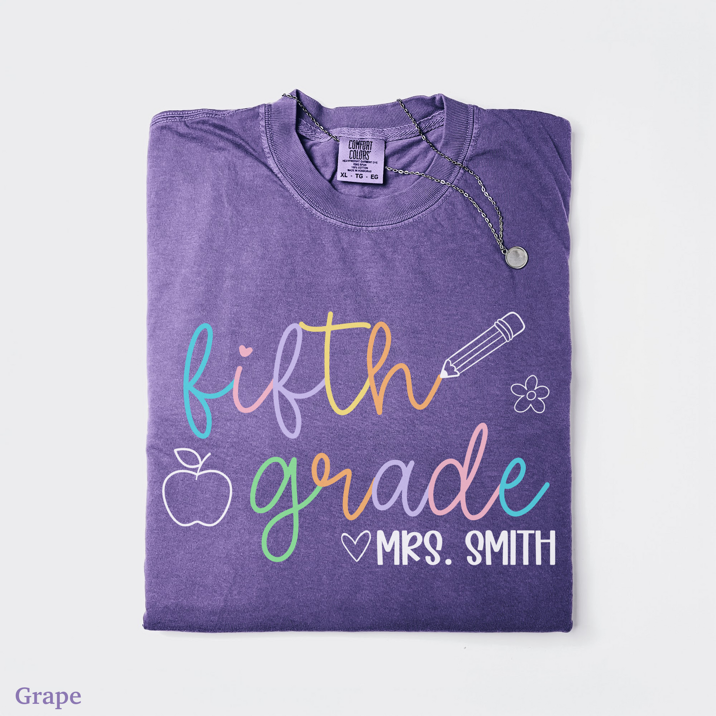 Pastel Pop Custom Fifth Grade Teacher Shirt