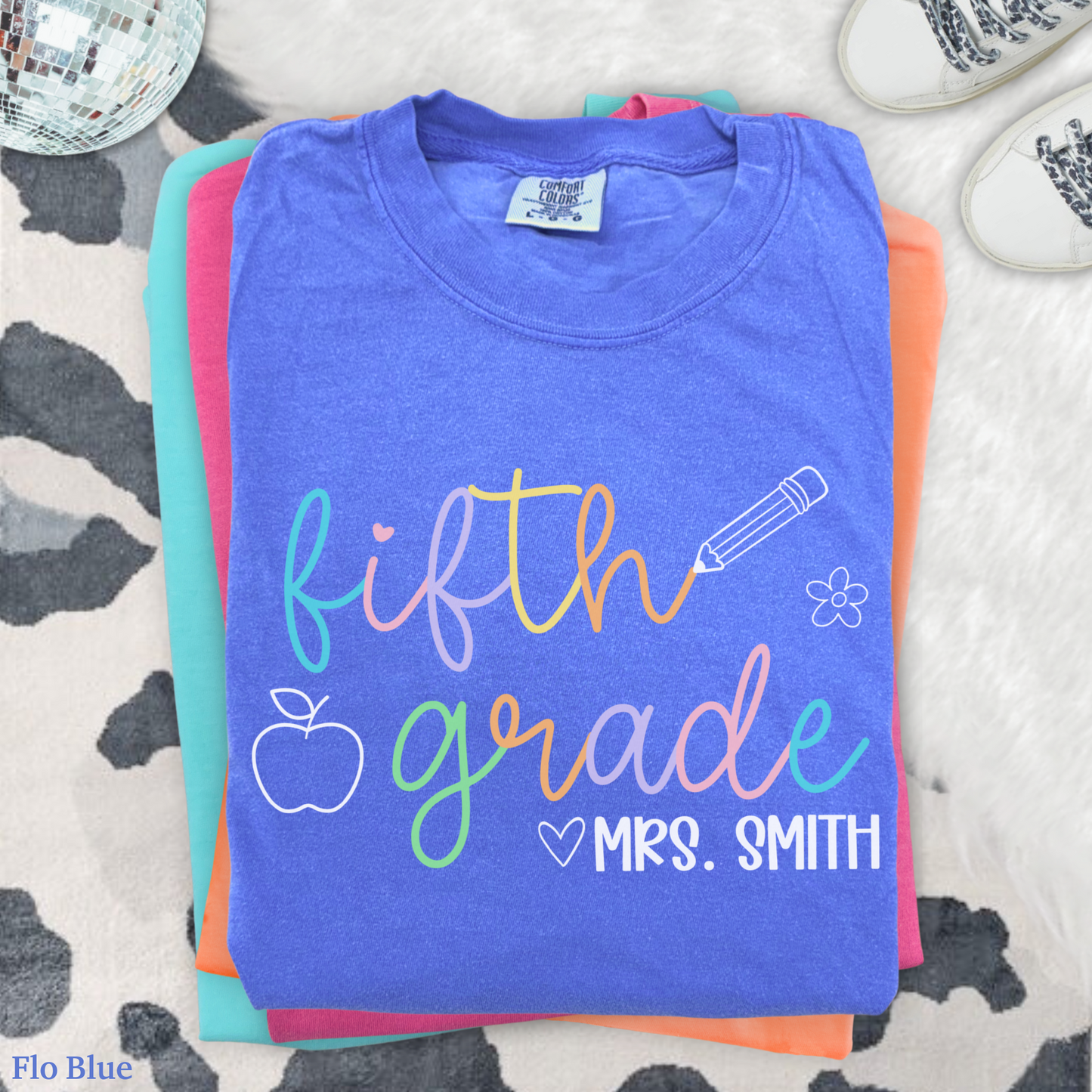 Pastel Pop Custom Fifth Grade Teacher Shirt