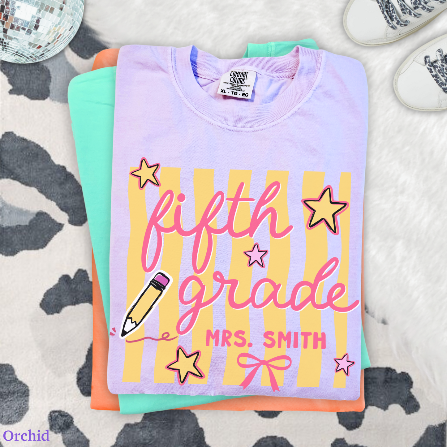 Wavy Stripes Custom Fifth Grade Teacher Shirt