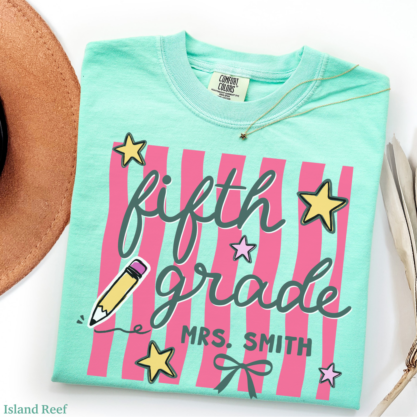 Wavy Stripes Custom Fifth Grade Teacher Shirt