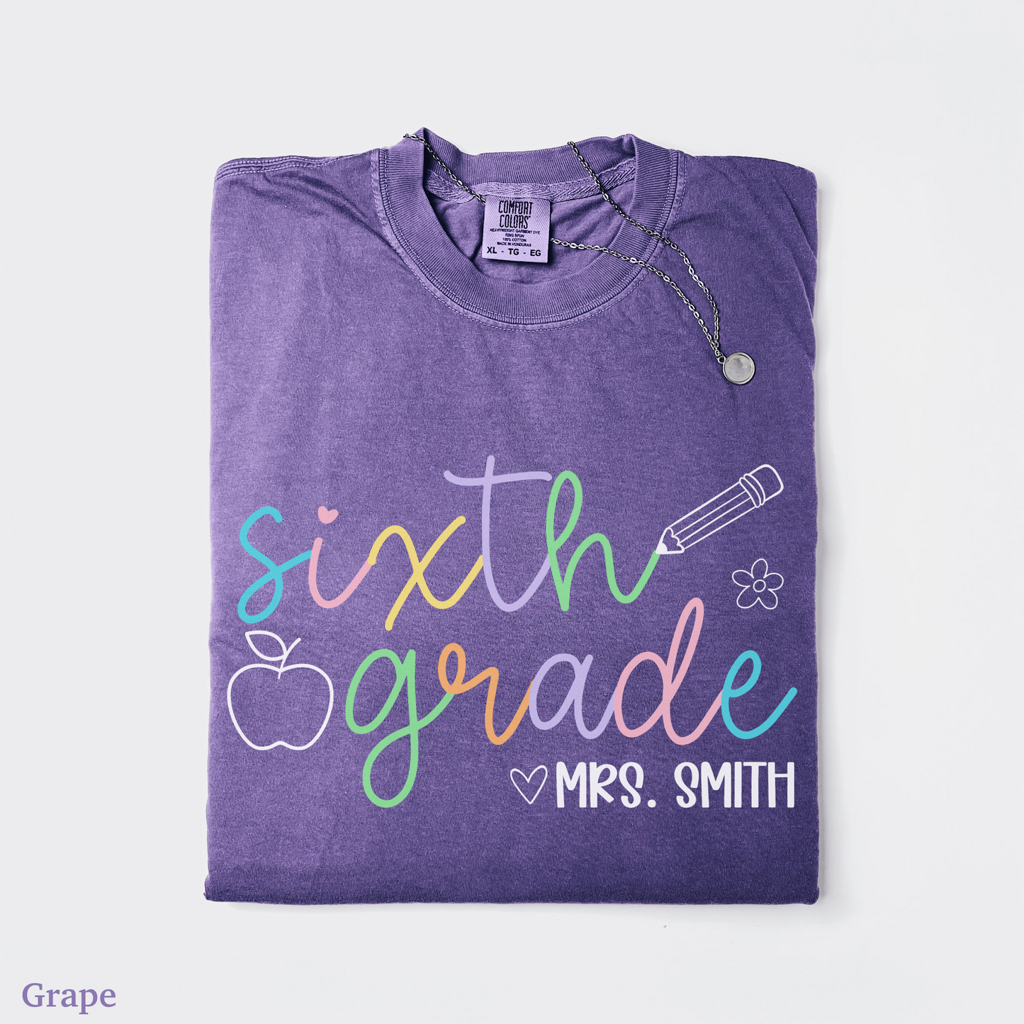 Pastel Pop Custom Sixth Grade Teacher Shirt