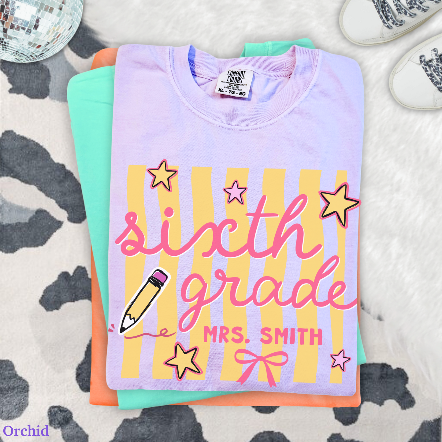 Wavy Stripes Custom Sixth Grade Teacher Shirt
