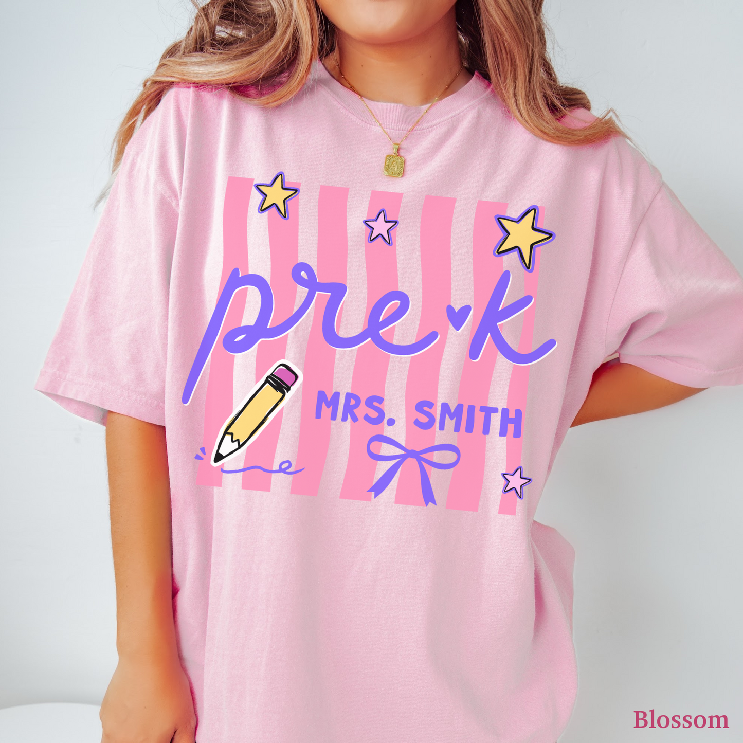 Wavy Stripes Custom Pre-K Teacher Shirt