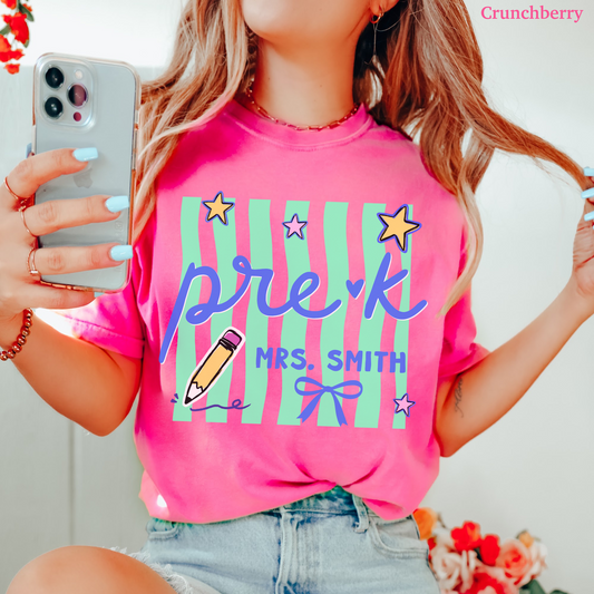 Wavy Stripes Custom Pre-K Teacher Shirt