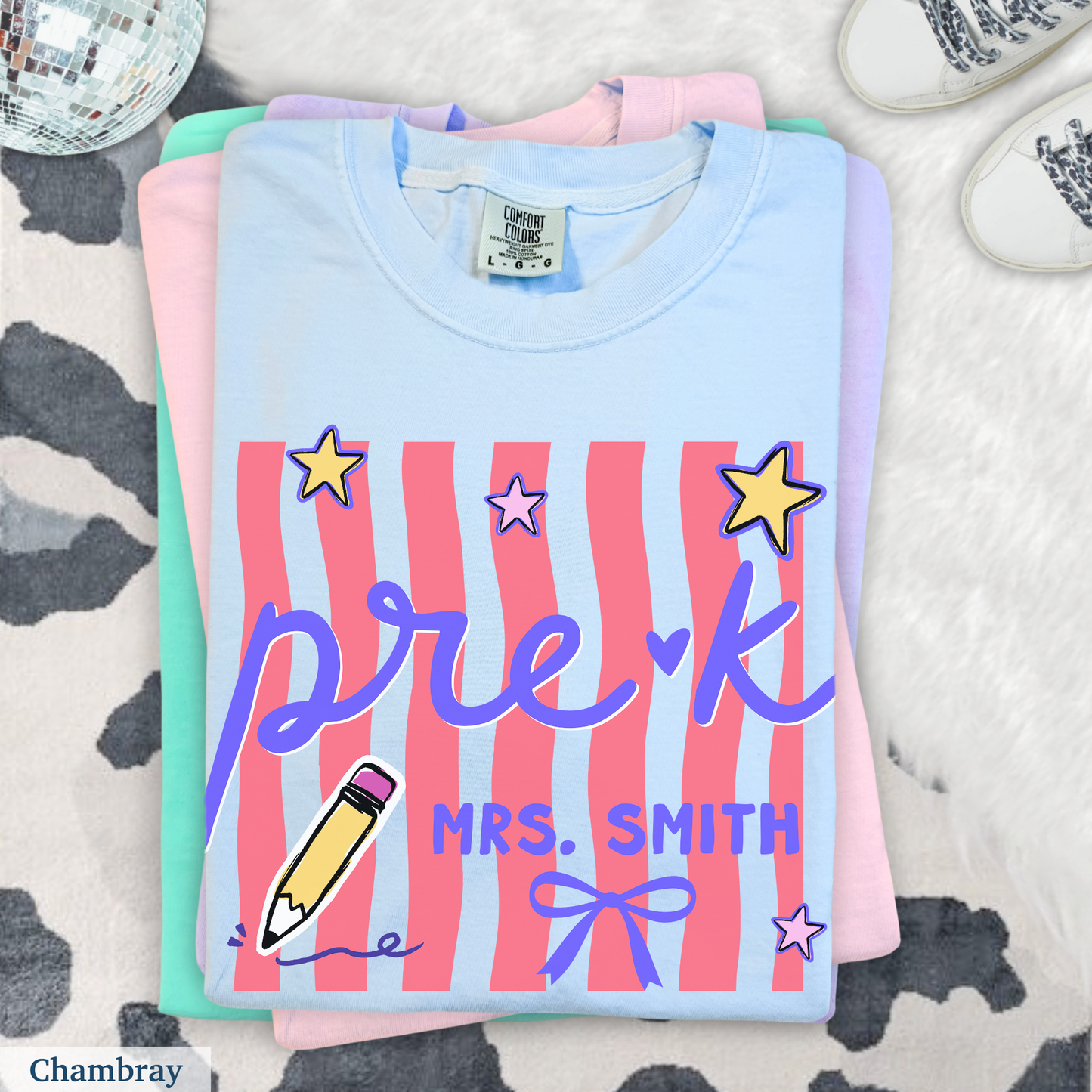 Wavy Stripes Custom Pre-K Teacher Shirt
