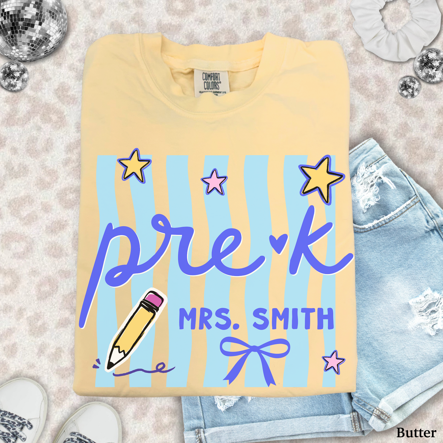 Wavy Stripes Custom Pre-K Teacher Shirt