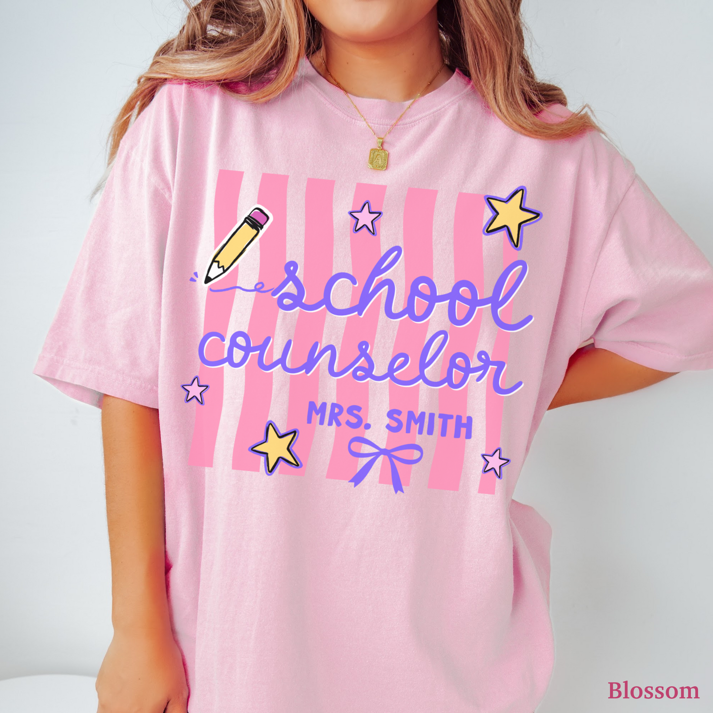 Wavy Stripes Custom School Counselor Shirt