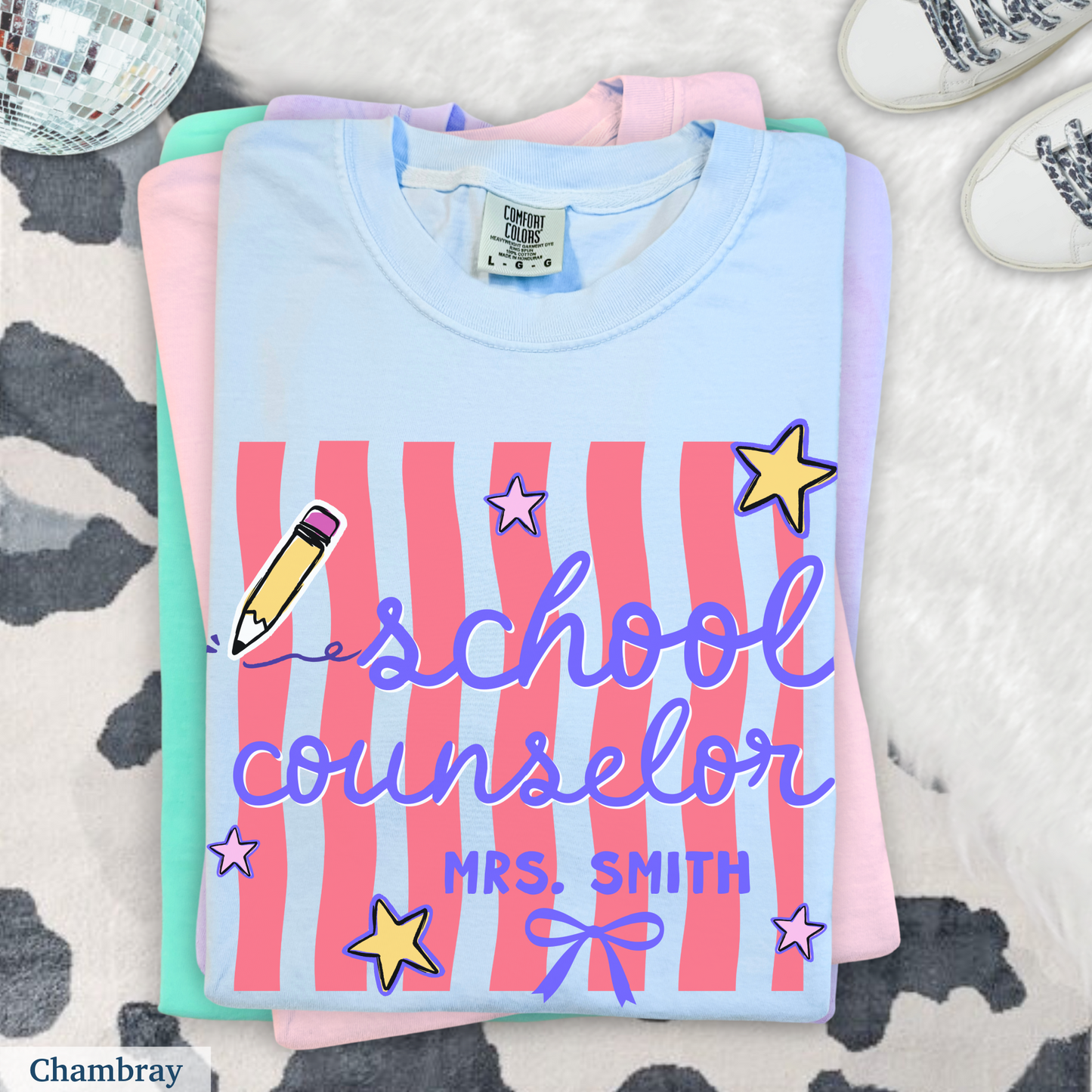 Wavy Stripes Custom School Counselor Shirt