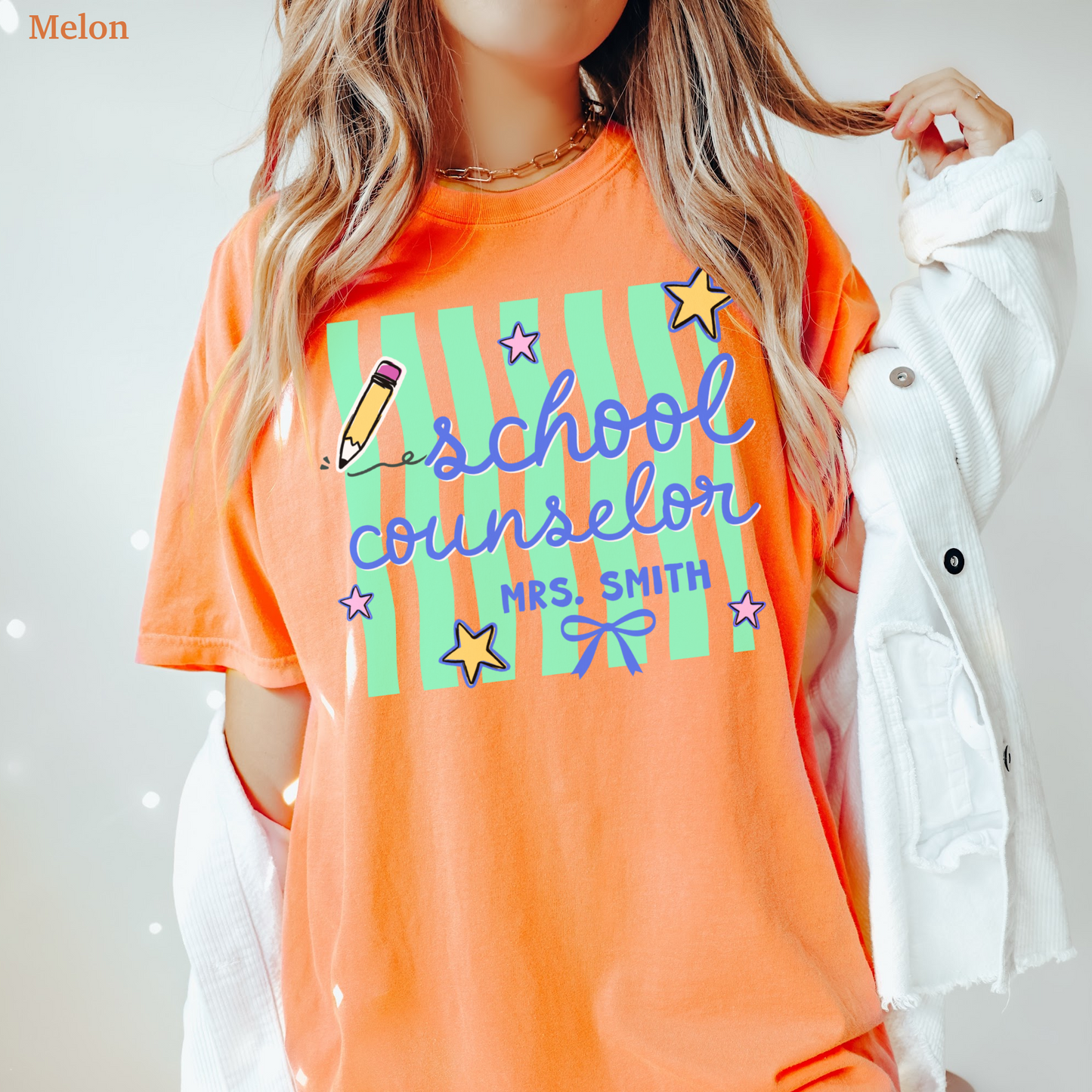 Wavy Stripes Custom School Counselor Shirt