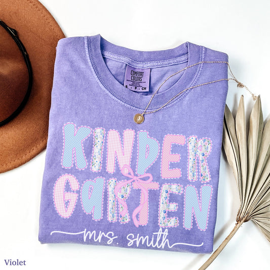 Custom Coquette Kindergarten Teacher Shirt
