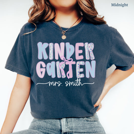 Custom Coquette Kindergarten Teacher Shirt