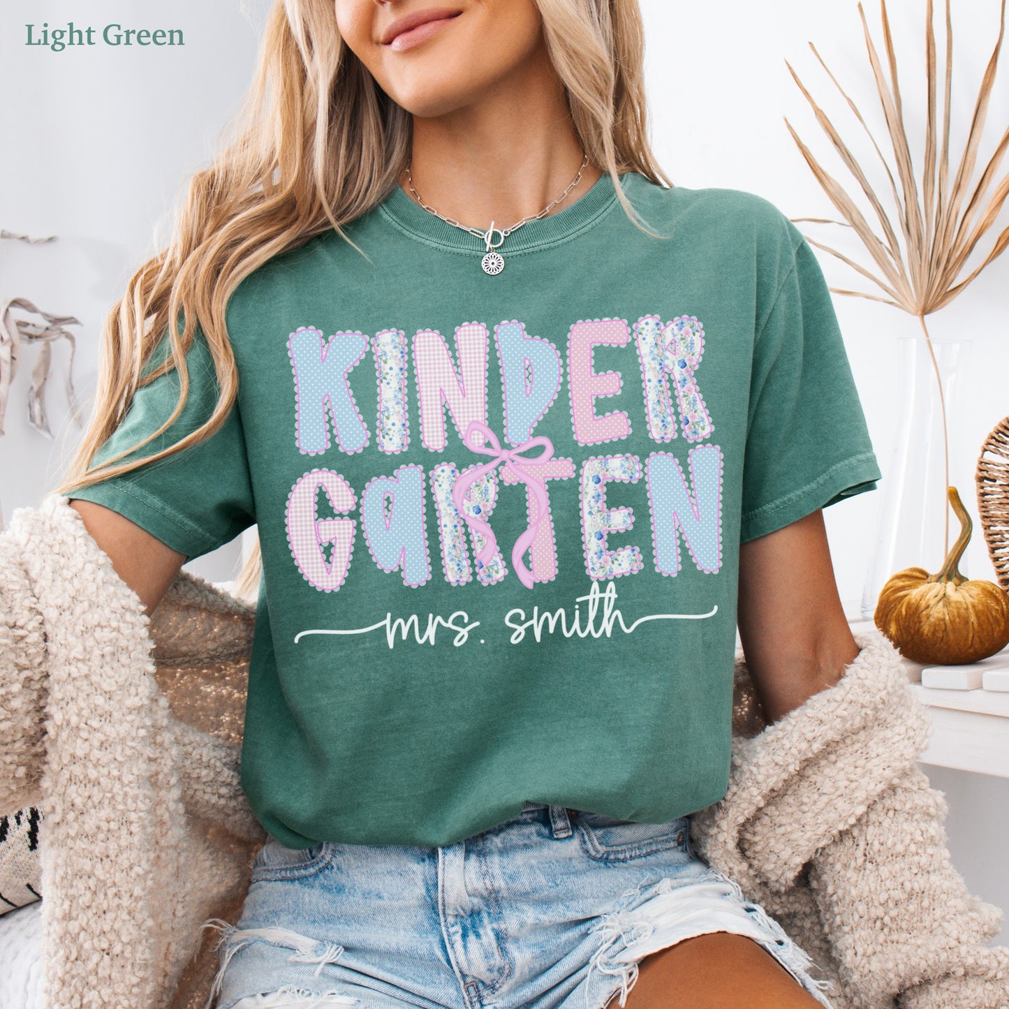 Custom Coquette Kindergarten Teacher Shirt