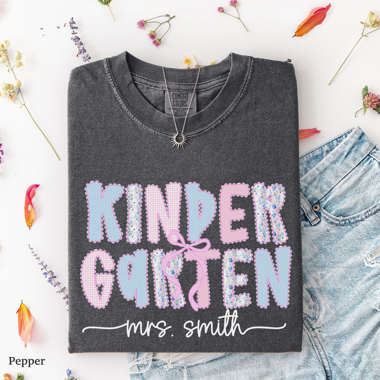 Custom Coquette Kindergarten Teacher Shirt