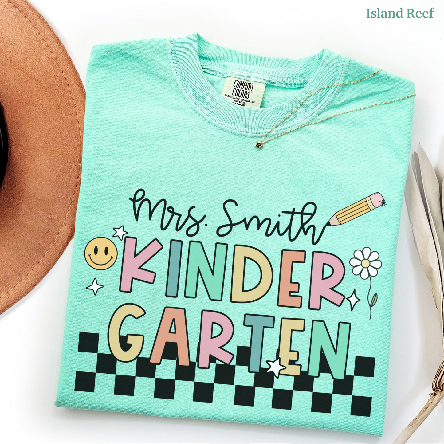 Checkered Kindergarten Custom Teacher Shirt