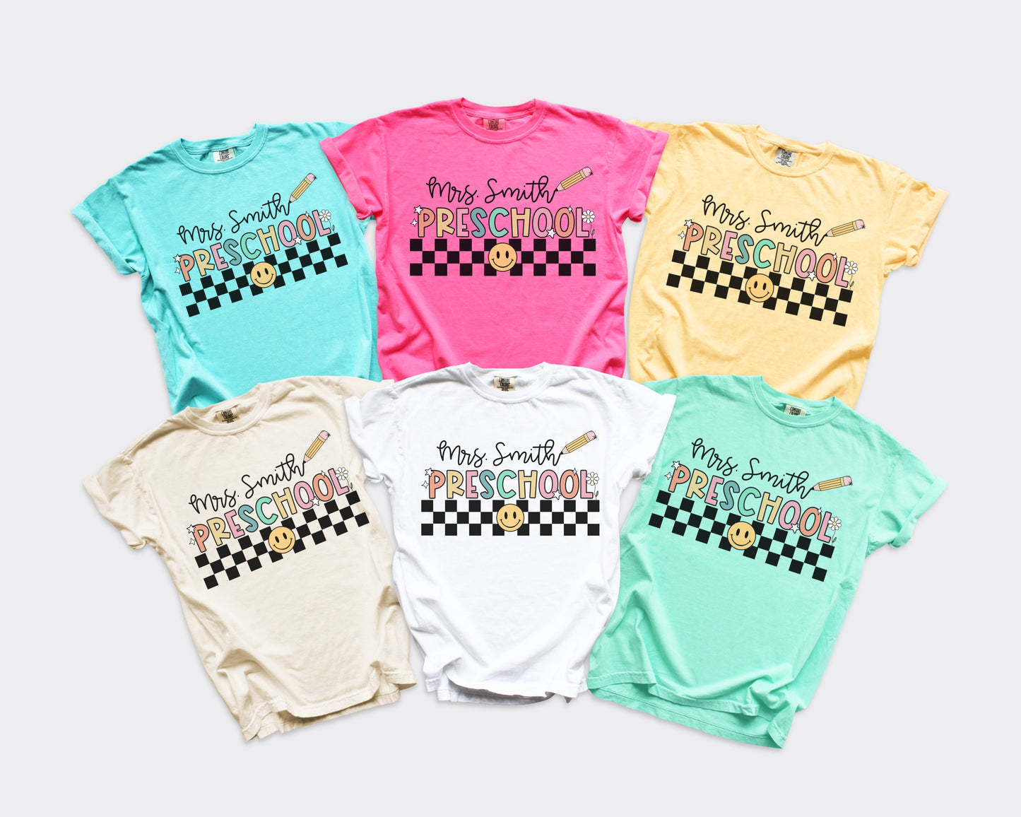 Checkered Preschool Teacher Custom Shirt