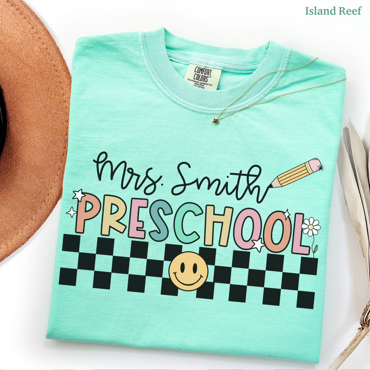 Checkered Preschool Teacher Custom Shirt