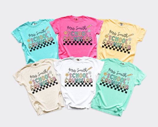 Checkered School Counselor Custom Shirt