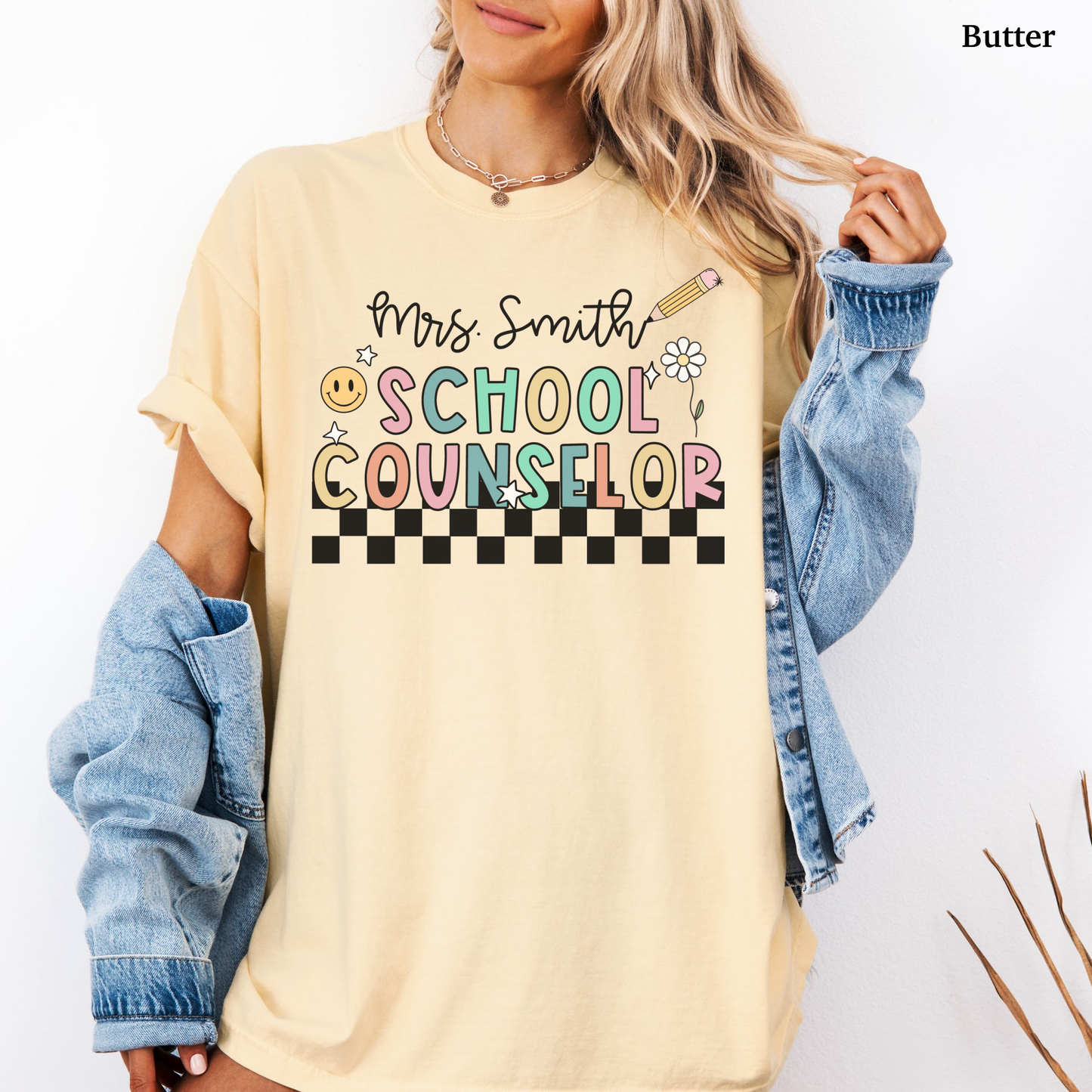 Checkered School Counselor Custom Shirt
