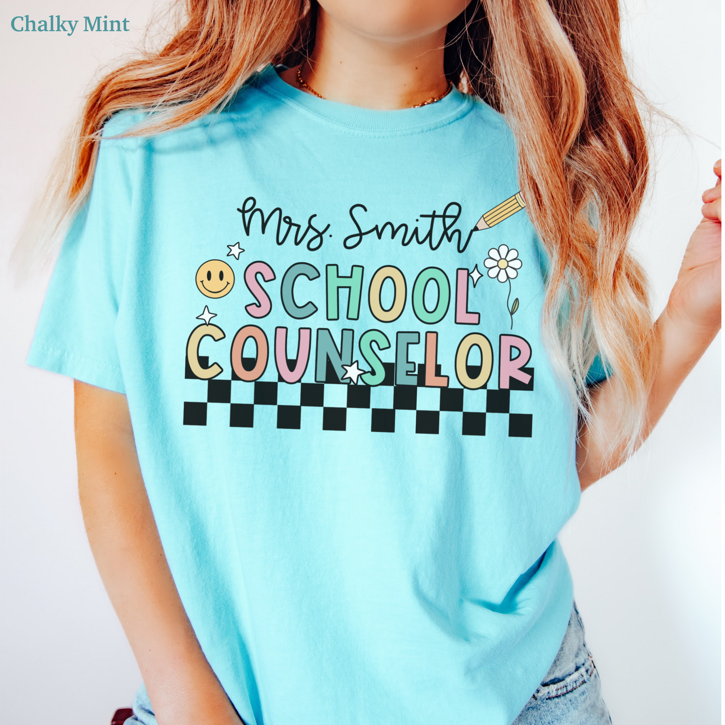 Checkered School Counselor Custom Shirt