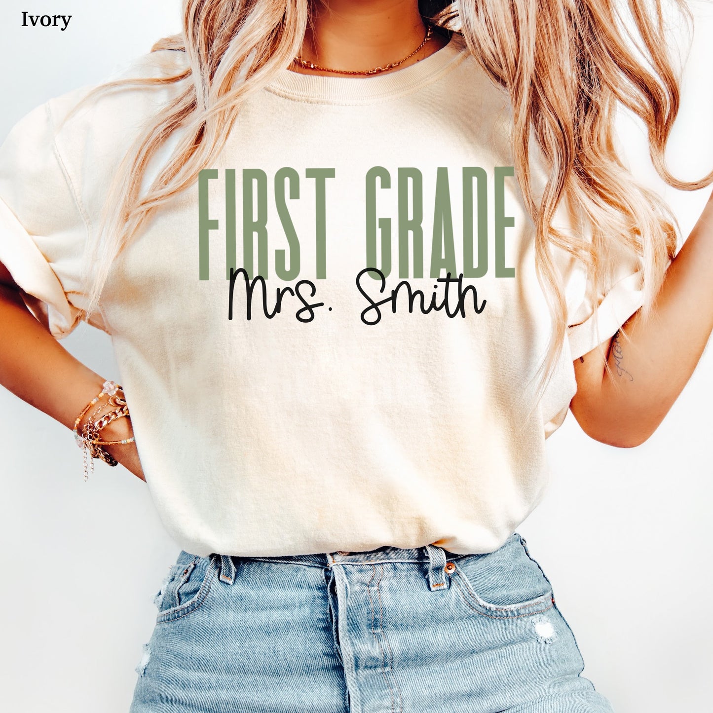 Teach in Color First Grade Teacher Custom Shirt