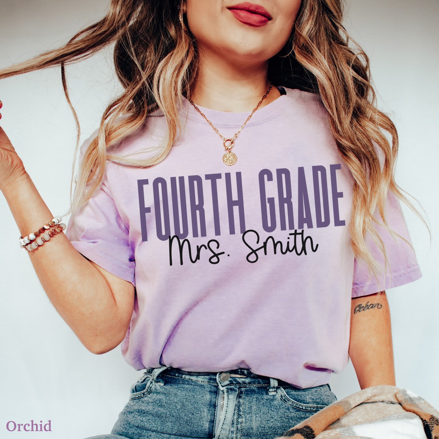 Teach in Color Fourth Grade Teacher Custom Shirt