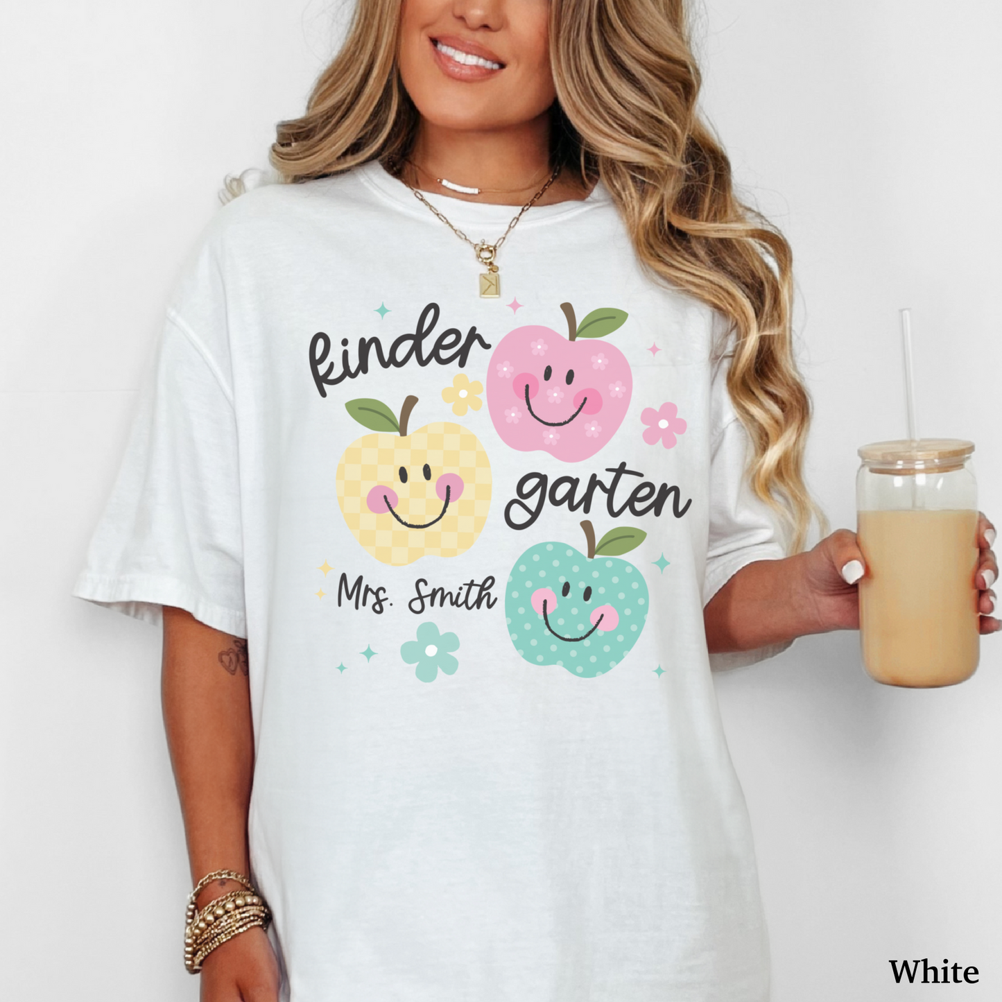 Personalized Apples Kindergarten Teacher Shirt