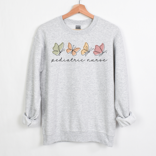 Butterflies Pediatric Nurse Sweatshirt