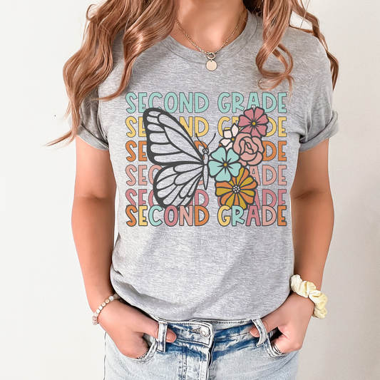 Butterfly Repeat Second Grade Shirt