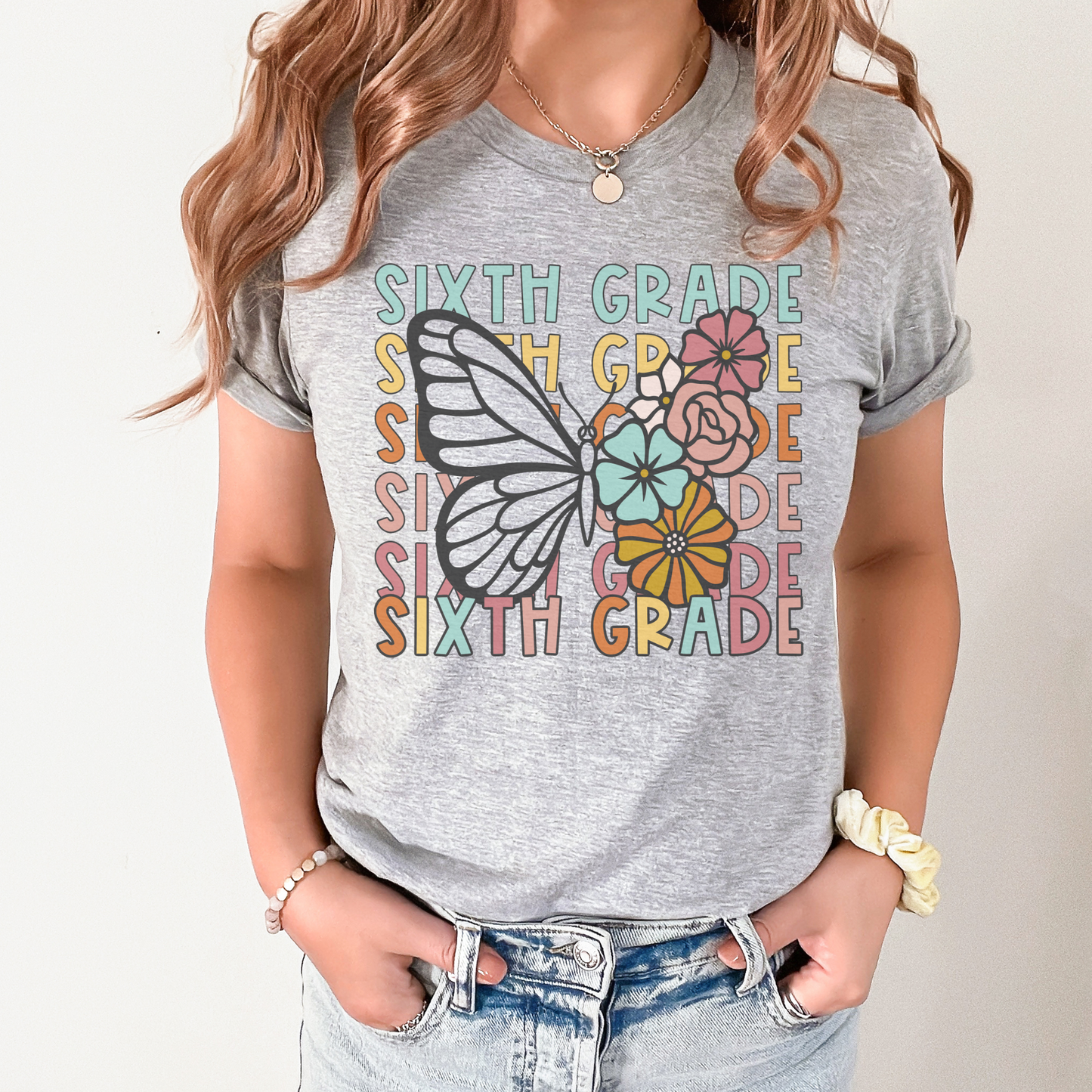 Butterfly Repeat Sixth Grade Shirt