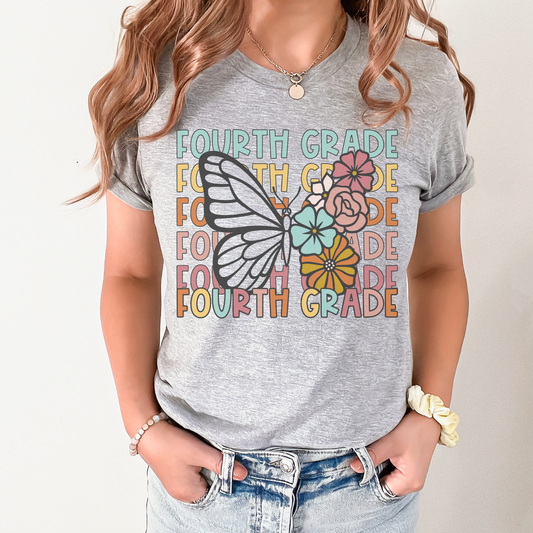 Butterfly Repeat Fourth Grade Shirt