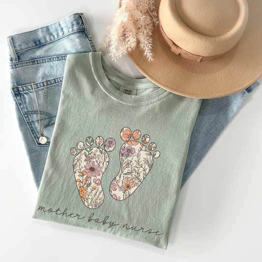 Comfort Colors® Floral Mother Baby Nurse Shirt