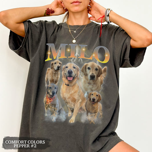 Custom Pet Portrait T-Shirt – Vintage Bootleg Style Personalized Dog Shirt